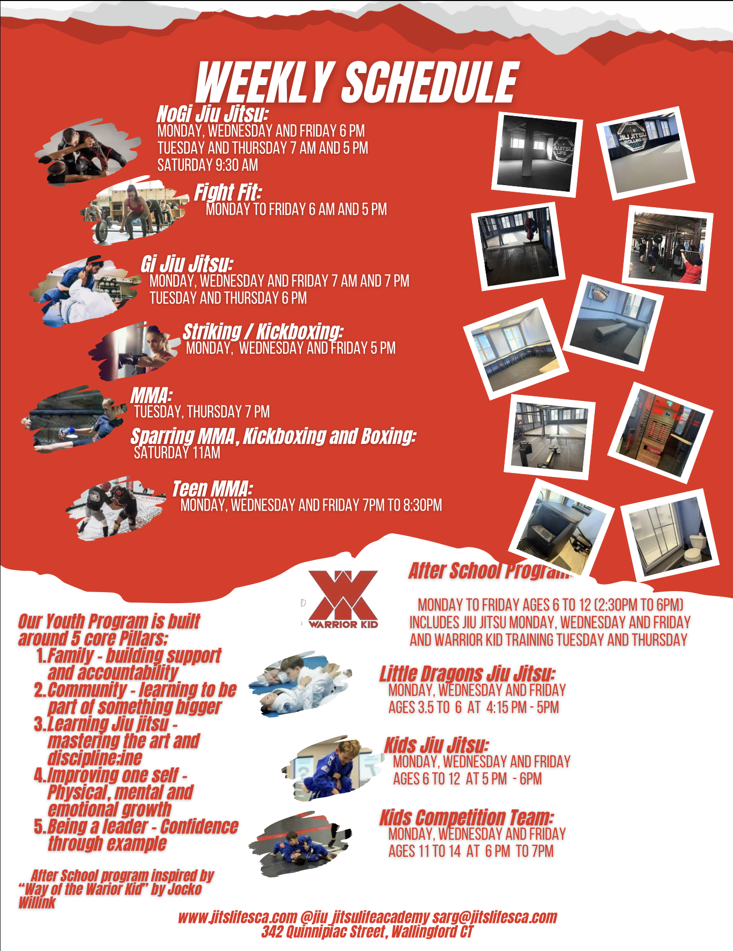 Jiu Jitsu Life LLC weekly class schedule
